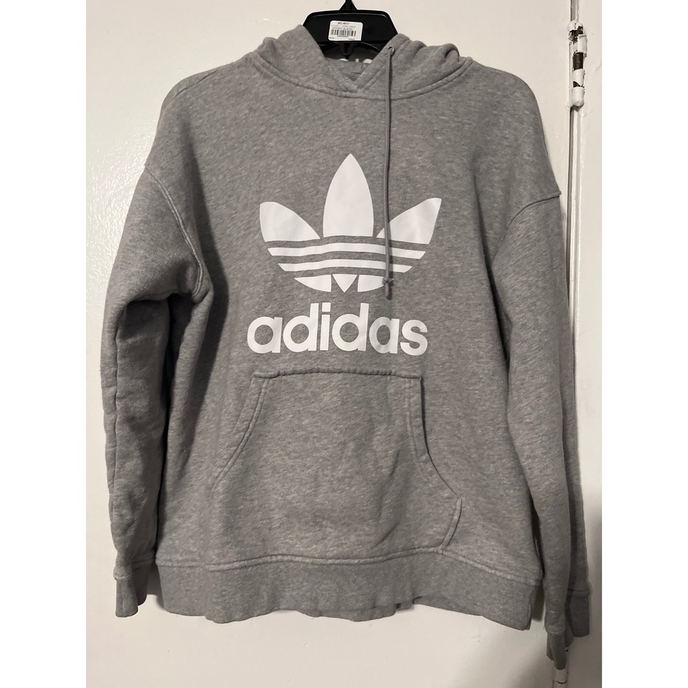 Adidas Originals Trefoil Hoodie Grey Pullover Sweatshirt Medium H06619